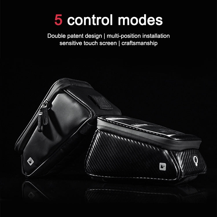 Rhinowalk Bicycle Front Tube Bag Waterproof Mobile Phone Touch Screen Multi-function Bicycle Handlebar Bag(Matt Black) - Bicycle Bags by Rhinowalk | Online Shopping South Africa | PMC Jewellery | Buy Now Pay Later Mobicred