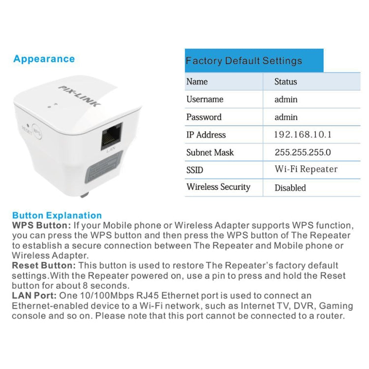 PIXLINK WR12 300Mbps WIFI Signal Amplification Enhanced Repeater, Plug Type:AU Plug - Broadband Amplifiers by PIXLINK | Online Shopping South Africa | PMC Jewellery | Buy Now Pay Later Mobicred