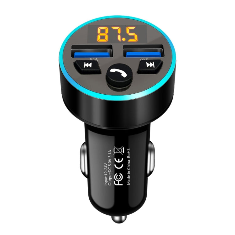 Halo Car MP3 Bluetooth Player Car Charger Car FM Transmitter 3.1A Car Charger(Elegant Black) - Car Charger by PMC Jewellery | Online Shopping South Africa | PMC Jewellery