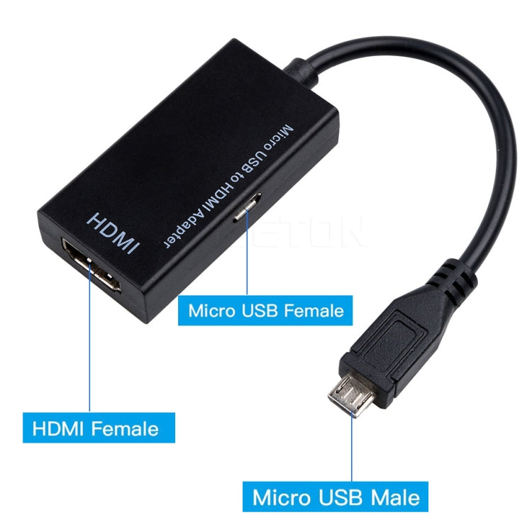 Micro USB To HDMI Female Adapter Cable 1080P HD for MHL Device HDTV Adapters For Samsung / Huawei - Audio Adapter by PMC Jewellery | Online Shopping South Africa | PMC Jewellery