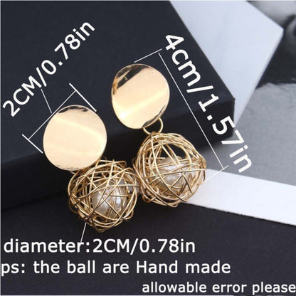 Ball Geometric Earrings For Women Hanging Dangle Earrings Drop Earrings(Gold) - Stud Earrings & Earrings by PMC Jewellery | Online Shopping South Africa | PMC Jewellery | Buy Now Pay Later Mobicred