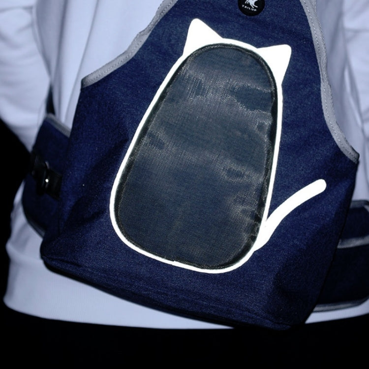 TAILUP Pets Carry Out Shoulder Bag Convenient Foldable Leather Chest Bag, Specification: M(Jean Blue) - Pet Storages & Bags by PMC TechLife | Online Shopping South Africa | PMC TechLife | Buy Now Pay Later Mobicred