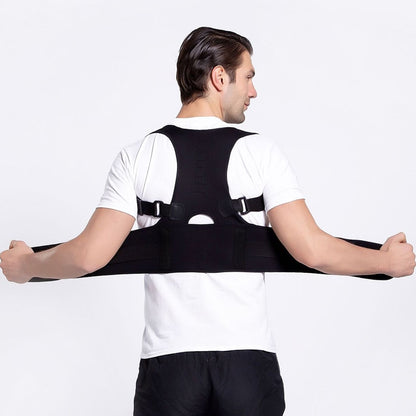 Male Female Adjustable Magnetic Posture Corrector Corset Back Men Brace Back Shoulder Belt Lumbar Support Straight, Size:S (Black) - Corrector by PMC Jewellery | Online Shopping South Africa | PMC Jewellery