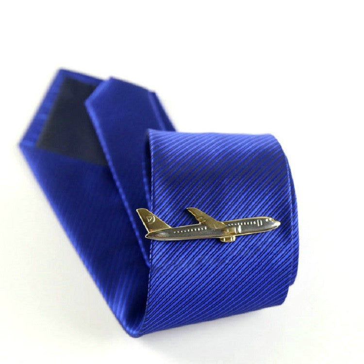 Men Signature Metal Tie Clip Clothing Accessories(Golden Plane) - Tie clip by PMC Jewellery | Online Shopping South Africa | PMC Jewellery