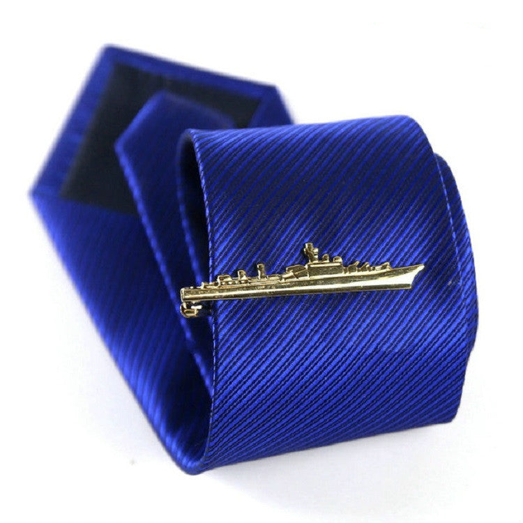 Men Signature Metal Tie Clip Clothing Accessories(Golden Warship) - Tie clip by PMC Jewellery | Online Shopping South Africa | PMC Jewellery