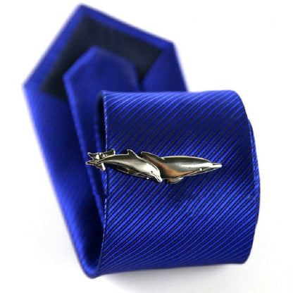 Men Signature Metal Tie Clip Clothing Accessories(Two Dolphins) - Tie clip by PMC Jewellery | Online Shopping South Africa | PMC Jewellery