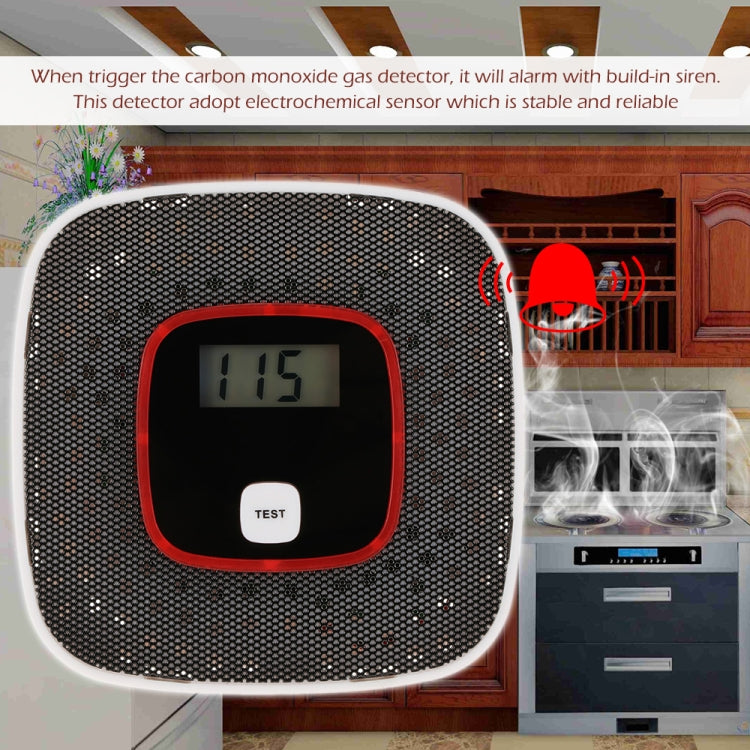 Carbon Monoxide Detector Gas Alarm Sensor Poisoning Gas Tester Human Voice Warning Detector with LCD Display(Black) - Smoke Gas Detector by PMC TechLife | Online Shopping South Africa | PMC TechLife