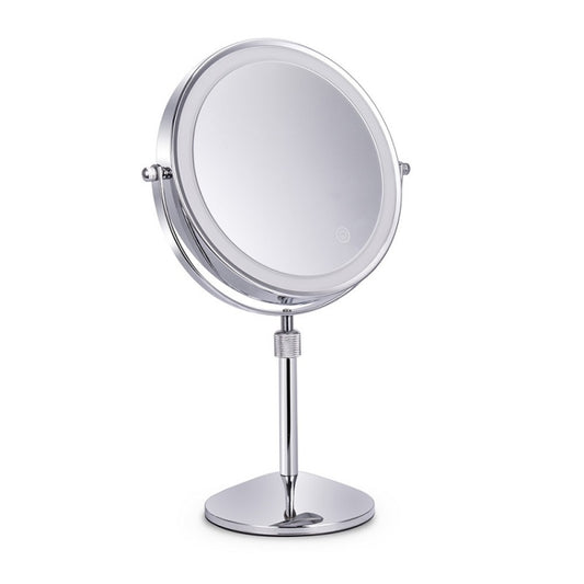 Desktop Double-SidedRound LED Luminous Makeup Mirror Liftable Magnifying Mirror, Specification:Plane + 3 Times Magnification(8-inch Rechargeable) - Mirror by PMC Jewellery | Online Shopping South Africa | PMC Jewellery