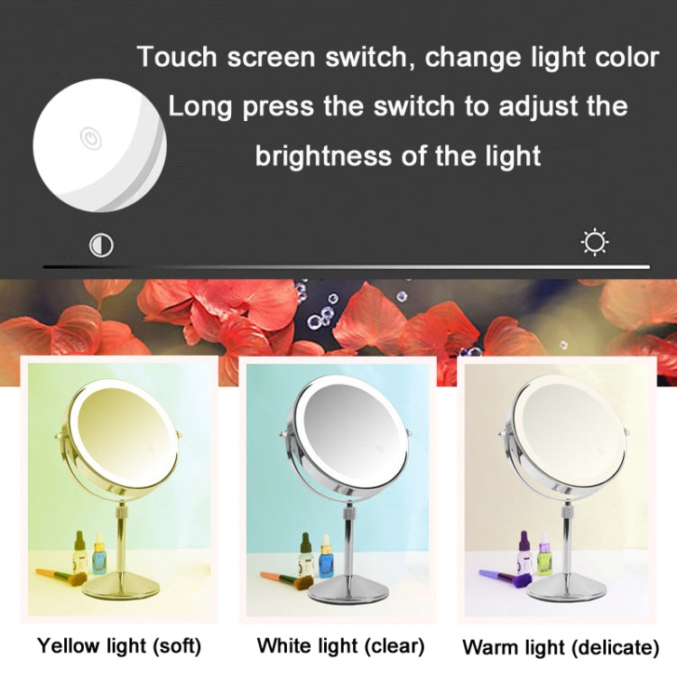 Desktop Double-SidedRound LED Luminous Makeup Mirror Liftable Magnifying Mirror, Specification:Plane + 10 Times Magnification(8-inch Rechargeable) - Mirror by PMC Jewellery | Online Shopping South Africa | PMC Jewellery