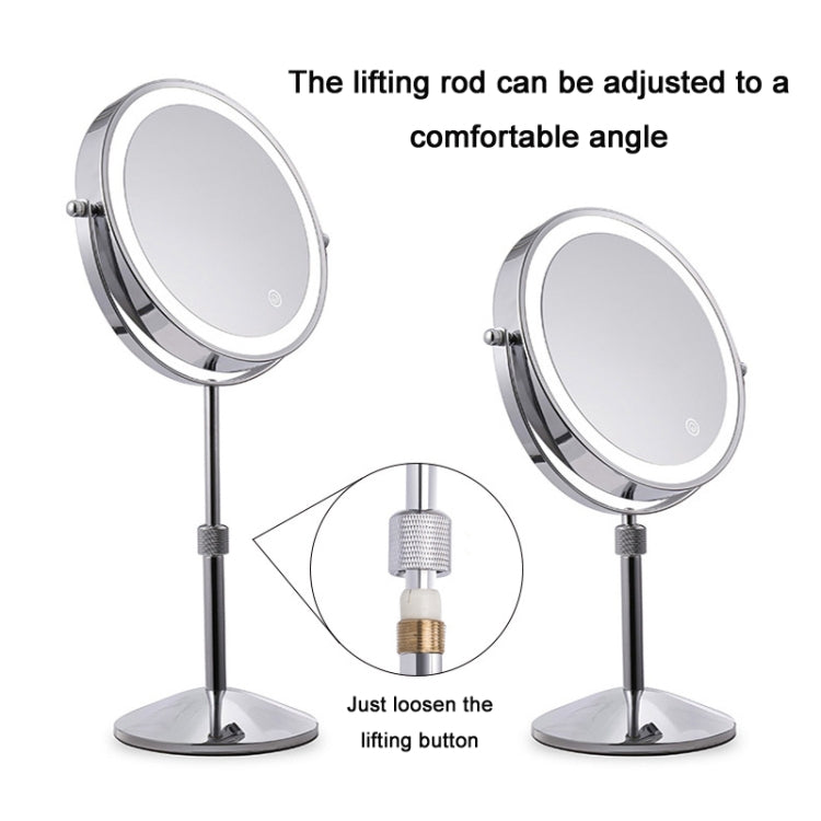 Desktop Double-SidedRound LED Luminous Makeup Mirror Liftable Magnifying Mirror, Specification:Plane + 3 Times Magnification(7-inch Rechargeable) - Mirror by PMC Jewellery | Online Shopping South Africa | PMC Jewellery