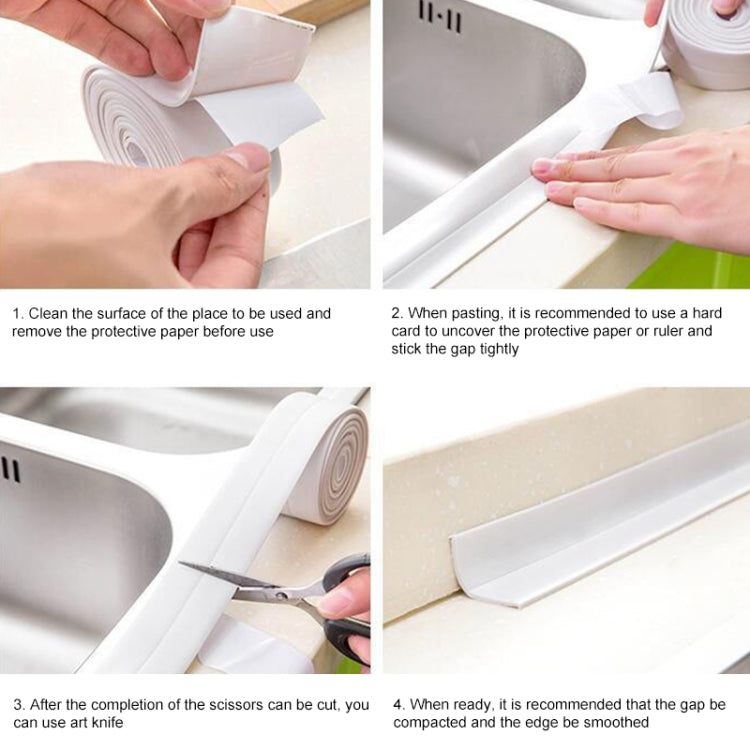 Durable PVC Material Waterproof Mold Proof Adhesive Tape  Kitchen Bathroom Wall Sealing Tape, Width:3.8cm x 3.2m(White) - Adhesives & Sealers by PMC TechLife | Online Shopping South Africa | PMC TechLife