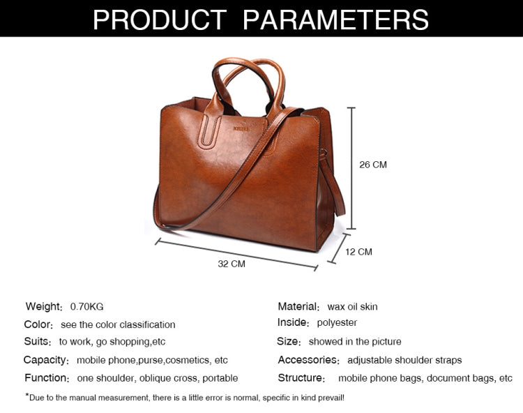 Leather Handbags Big Women Bag Casual Female Bags Trunk Tote Shoulder Bag Ladies Large Bolsos, Color:Coffee - Handbags by PMC Jewellery | Online Shopping South Africa | PMC Jewellery