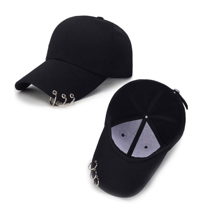 Unisex Casual Solid Color Adjustable Baseball Caps with Ring(White) - Peaked Cap by PMC Jewellery | Online Shopping South Africa | PMC Jewellery