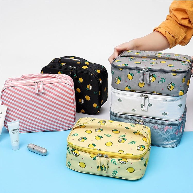 Large Capacity Portable Lady Waterproof Padded Travel Cosmetic Bag Beautician Storage Bags Women Makeup Bag(Style A Yellow Lemon) - Storage Boxes by PMC Jewellery | Online Shopping South Africa | PMC Jewellery