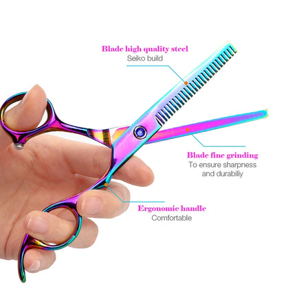 Professional Hair Cutting Scissor Hairdressing Kit Thinning Scissors Barber(Blue Thinning（SXLC-604T)) - Hair Trimmer by PMC Jewellery | Online Shopping South Africa | PMC Jewellery