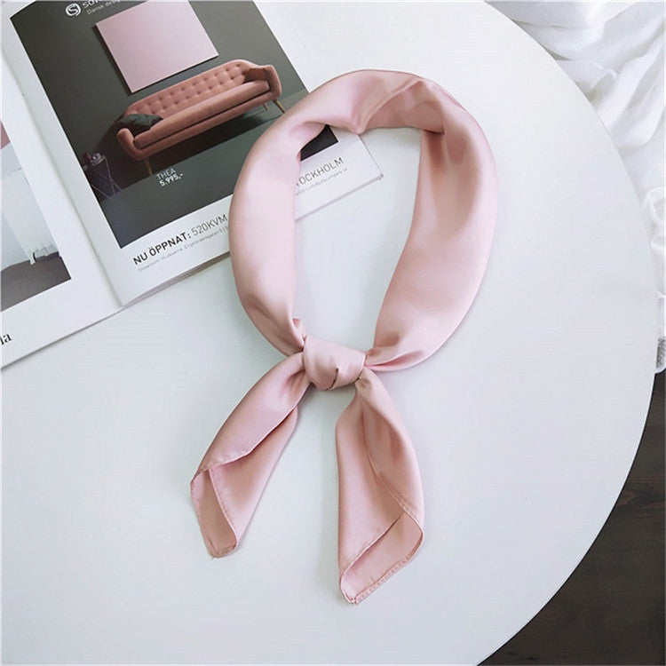 Soft Imitated Silk Fabric Solid Color Small Square Scarf Professional Silk Scarf for Women, Length: 70cm(Pink) - Scarf by PMC Jewellery | Online Shopping South Africa | PMC Jewellery