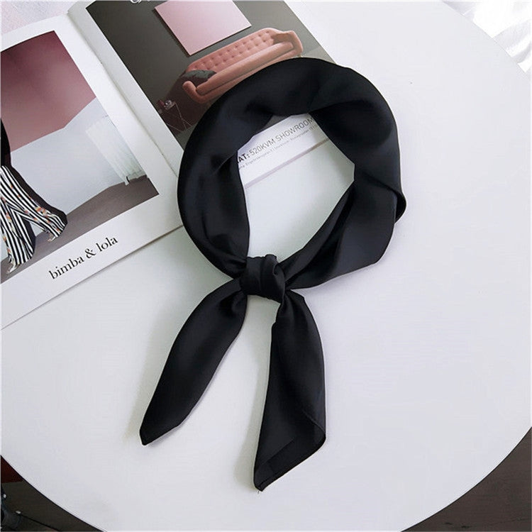 Soft Imitated Silk Fabric Solid Color Small Square Scarf Professional Silk Scarf for Women, Length: 70cm(Black) - Scarf by PMC Jewellery | Online Shopping South Africa | PMC Jewellery