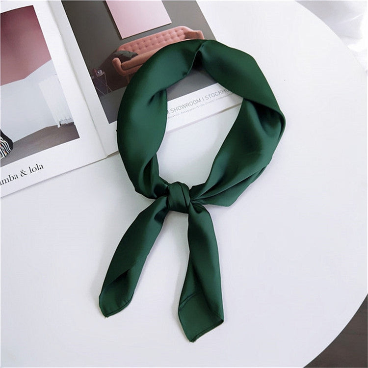 Soft Imitated Silk Fabric Solid Color Small Square Scarf Professional Silk Scarf for Women, Length: 70cm(Green) - Scarf by PMC Jewellery | Online Shopping South Africa | PMC Jewellery