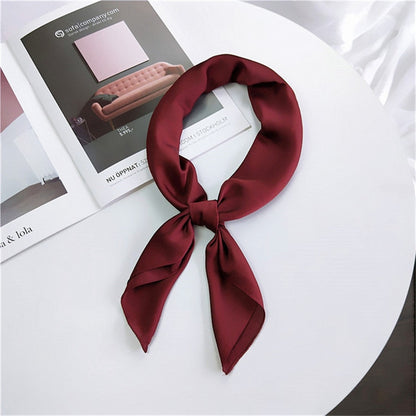 Soft Imitated Silk Fabric Solid Color Small Square Scarf Professional Silk Scarf for Women, Length: 70cm(Red Wine) - Scarf by PMC Jewellery | Online Shopping South Africa | PMC Jewellery