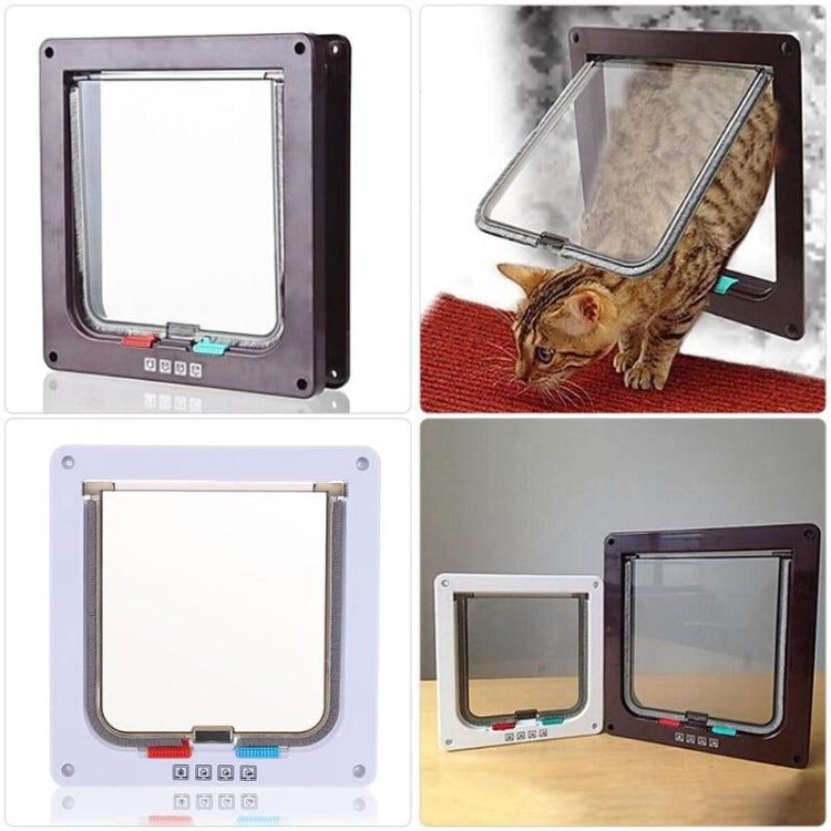 Pet Door 4 Ways Lockable Security Flap Door for Dog Cat Kitten Wall Mount Door Animal Small Pet Cat Dog Gate Door, Size:L(Coffee) - Pet Screen Doors by PMC Jewellery | Online Shopping South Africa | PMC Jewellery