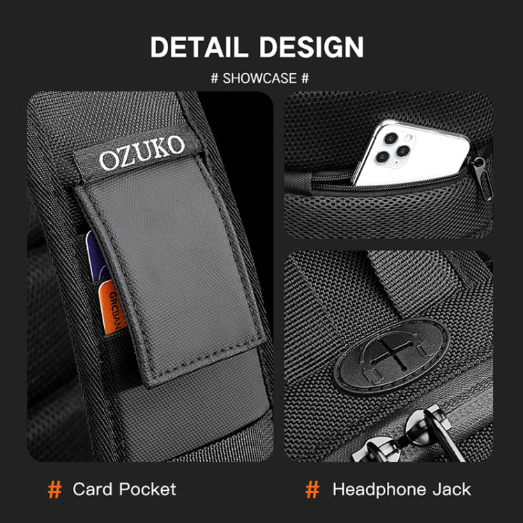 Ozuko 9357 Men Waterproof Oxford Cloth Anti-Theft Shoulder Messenger Bag with External USB Charging Port(Black) - Crossbody Bags by Ozuko | Online Shopping South Africa | PMC Jewellery