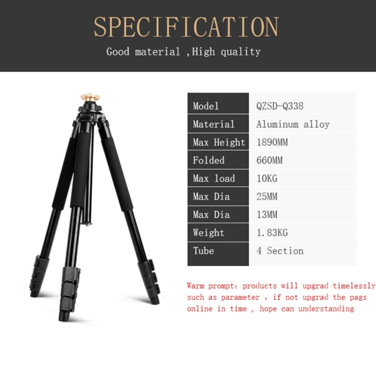 Q338 4-Section Folding Legs Live Broadcast Aluminum Alloy Tripod Mount With Three-dimensional Head - Tripods by PMC TechLife | Online Shopping South Africa | PMC TechLife