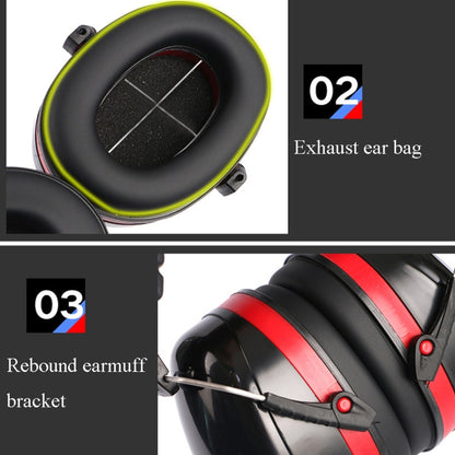 Soundproof Earmuffs Noise-Proof Sleep Earmuffs Industrial Protective Earmuffs Ear Caps(Red Black) - Earmuff & Pad by PMC Jewellery | Online Shopping South Africa | PMC Jewellery