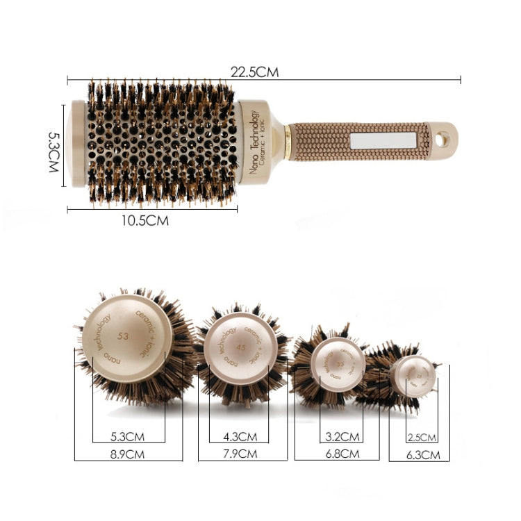 Ceramic Aluminium Hair Comb Round Brush with Nylon Bristle Professional Barber Styling Hair Brush(53mm) - Combs by PMC Jewellery | Online Shopping South Africa | PMC Jewellery