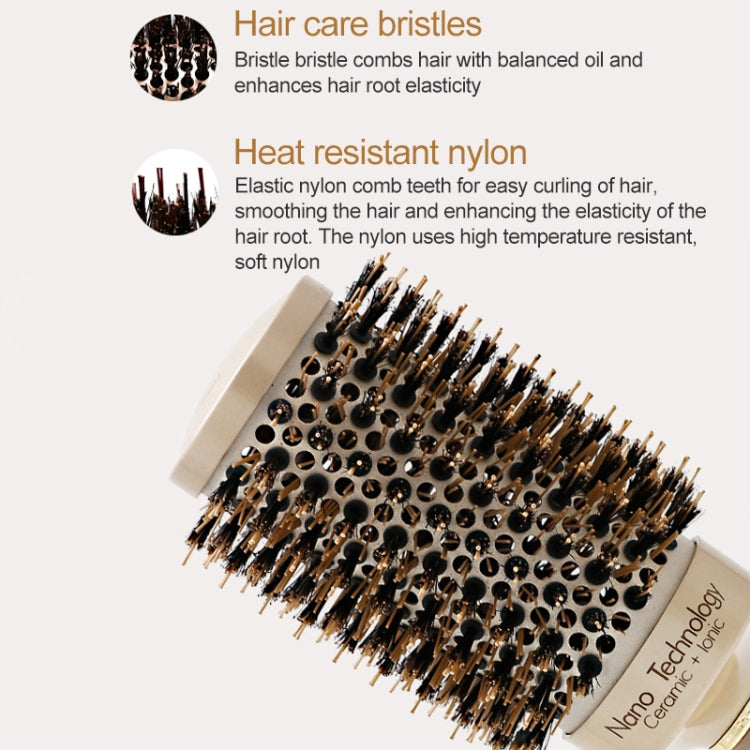 Ceramic Aluminium Hair Comb Round Brush with Nylon Bristle Professional Barber Styling Hair Brush(53mm) - Combs by PMC Jewellery | Online Shopping South Africa | PMC Jewellery