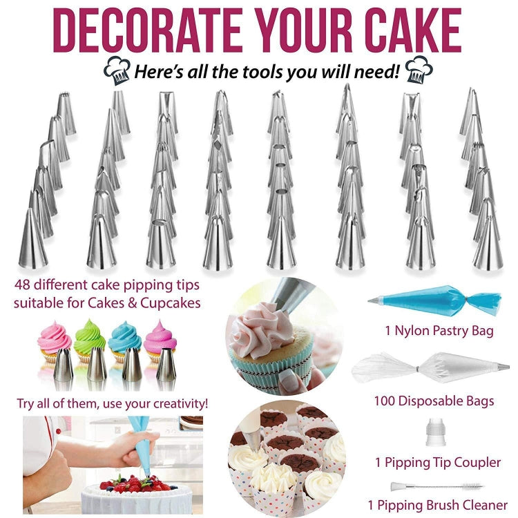 164 in 1 Cake Turntable Set Stainless Steel Decorating Mouth Baking Tools - Food Molds by PMC TechLife | Online Shopping South Africa | PMC TechLife