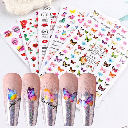 10pcs 3D Adhesive Butterfly Retro Rose Color Nail Art Sticker(F-681) - Nail Stickers by PMC Jewellery | Online Shopping South Africa | PMC Jewellery