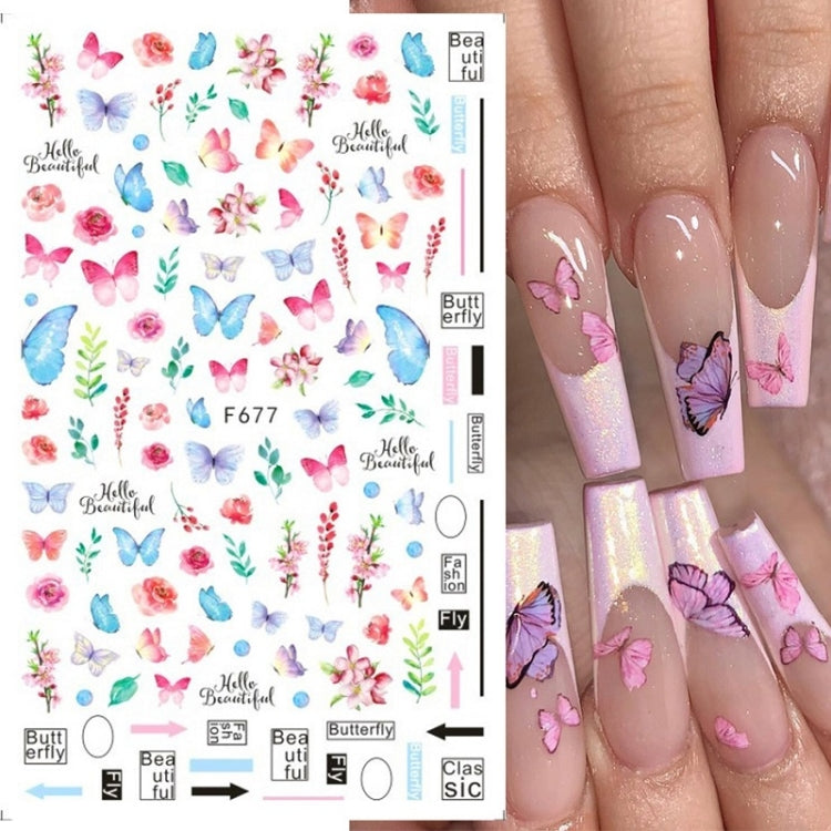 10pcs 3D Adhesive Butterfly Retro Rose Color Nail Art Sticker(F-671) - Nail Stickers by PMC Jewellery | Online Shopping South Africa | PMC Jewellery