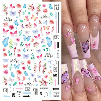 10pcs 3D Adhesive Butterfly Retro Rose Color Nail Art Sticker(F-677) - Nail Stickers by PMC Jewellery | Online Shopping South Africa | PMC Jewellery