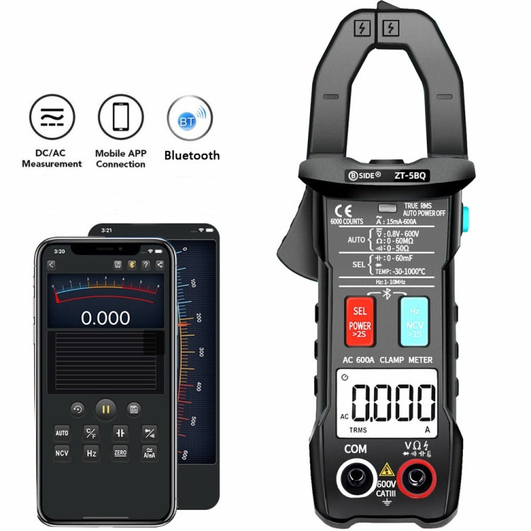 BSIDE  Bluetooth 5.0 6000 Words High Precision Smart AC Clamp Meter, Specification: ZT-5BQ+C3140 Clip - free shipping - PMC TechLife - Order now!