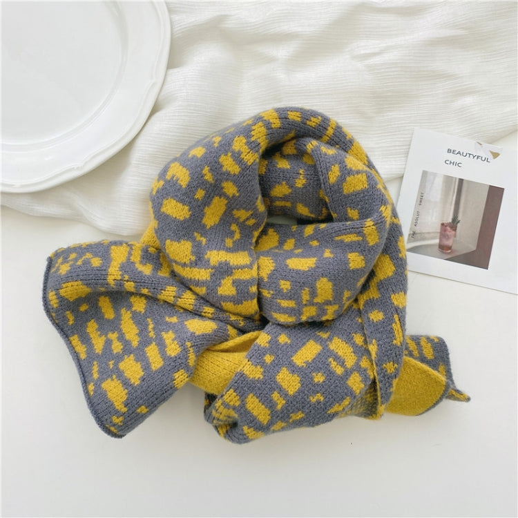 Autumn and Winter Warm All-Match Leopard Texture Color Matching Children Knitted Scarf, Size:122 x 20cm(Yellow) - Scarf by PMC Jewellery | Online Shopping South Africa | PMC Jewellery