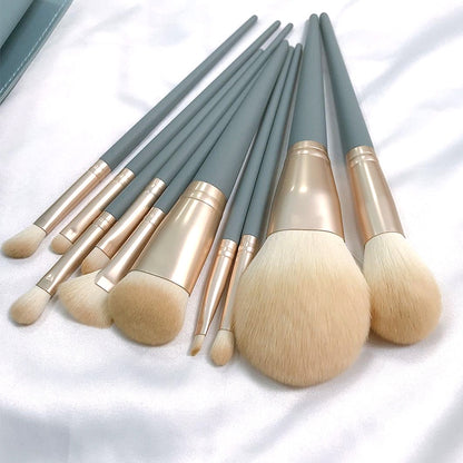 10 PCS / Set Makeup Brush Corn Silk Fiber Hair Loose Powder Brush Face And Eye Makeup Brush, Style:With Blue Bag - Makeup Brushes by PMC Jewellery | Online Shopping South Africa | PMC Jewellery