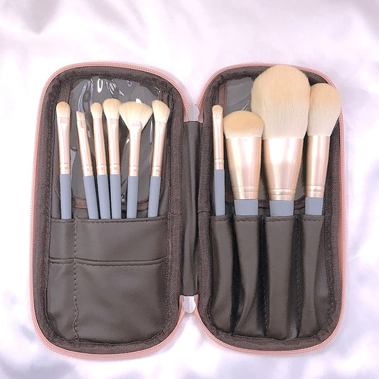 10 PCS / Set Makeup Brush Corn Silk Fiber Hair Loose Powder Brush Face And Eye Makeup Brush, Style:With Pink Zipper Bag - Makeup Brushes by PMC Jewellery | Online Shopping South Africa | PMC Jewellery