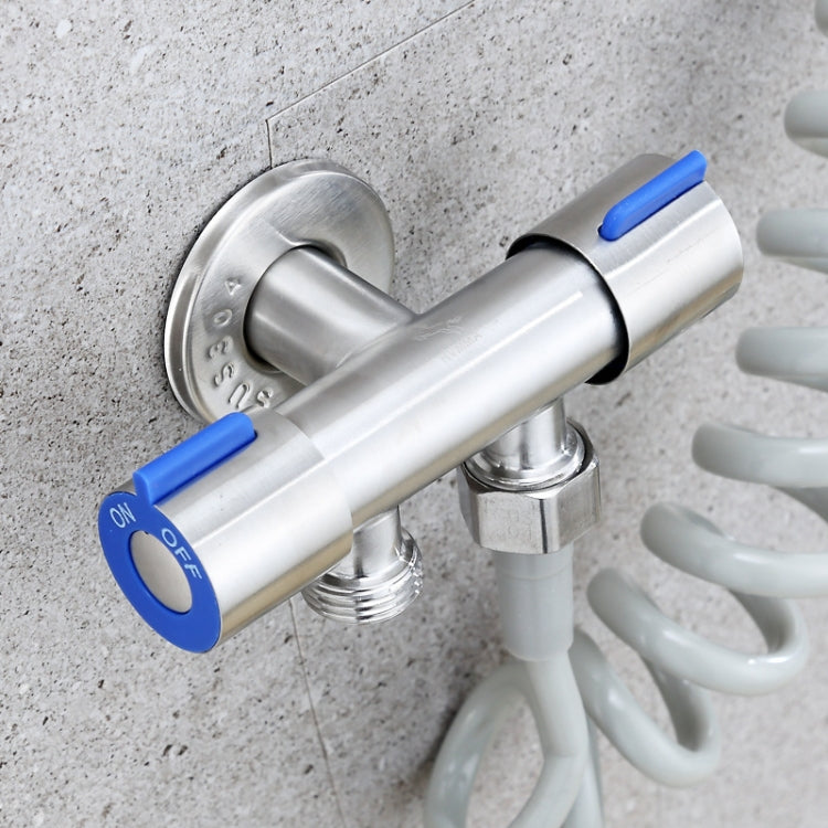 Stainless Steel One-In-Two-Out Multi-Function Three-Way Valve Faucet, Specification: Double 4-point Thread - Faucets & Accessories by PMC TechLife | Online Shopping South Africa | PMC TechLife
