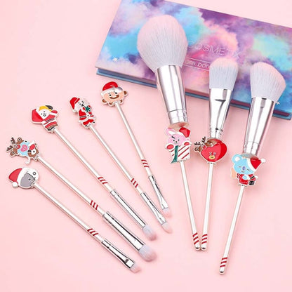 Christmas Makeup Brush Gift Elk Beginner Set Beauty Tool Set, Specification:8 PCS Double-sided - Makeup Brushes by PMC Jewellery | Online Shopping South Africa | PMC Jewellery