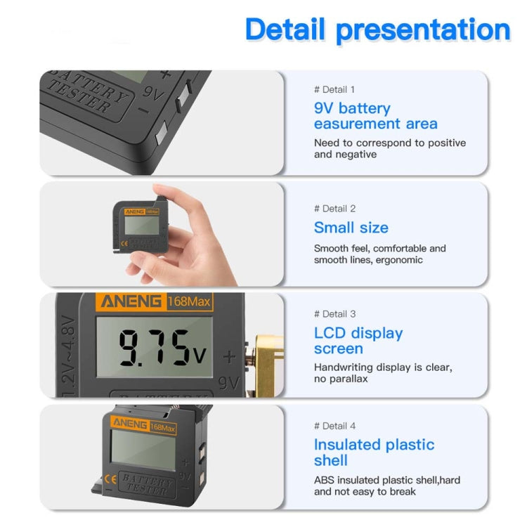 2 PCS ANENG 168MAX Portable Battery Tester High-Precision Battery Power Tester Battery Capacity Tester - Battery & Resistance Tester by ANENG | Online Shopping South Africa | PMC TechLife | Buy Now Pay Later Mobicred