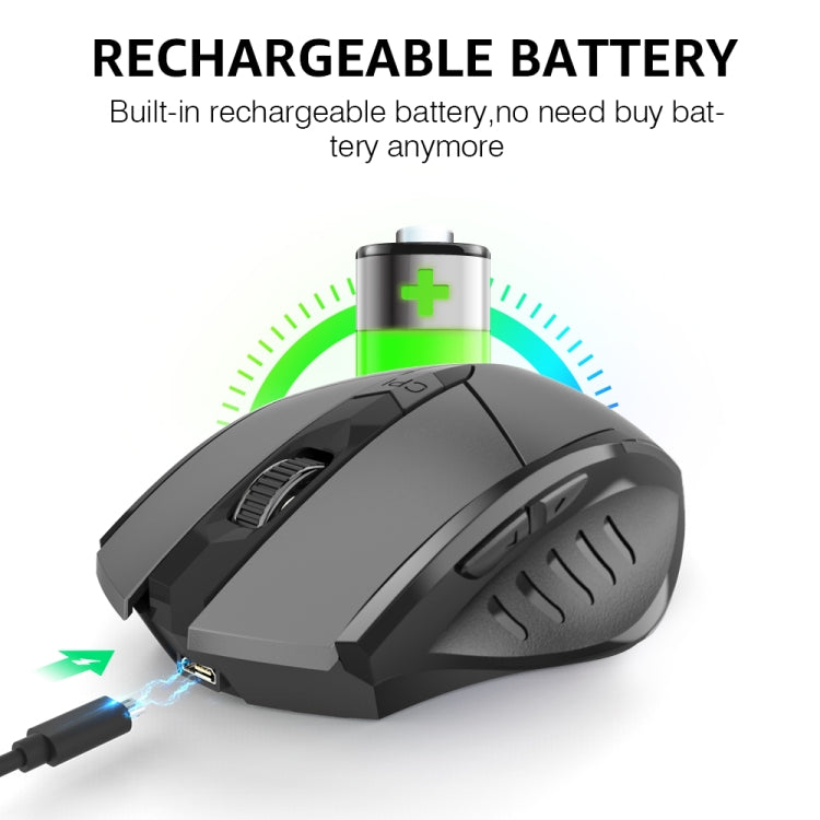 Inphic PM6 6 Keys 1000/1200/1600 DPI Home Gaming Wireless Mechanical Mouse, Colour: Gray Wireless Charging Silent Version - Wireless Mice by Inphic | Online Shopping South Africa | PMC TechLife | Buy Now Pay Later Mobicred