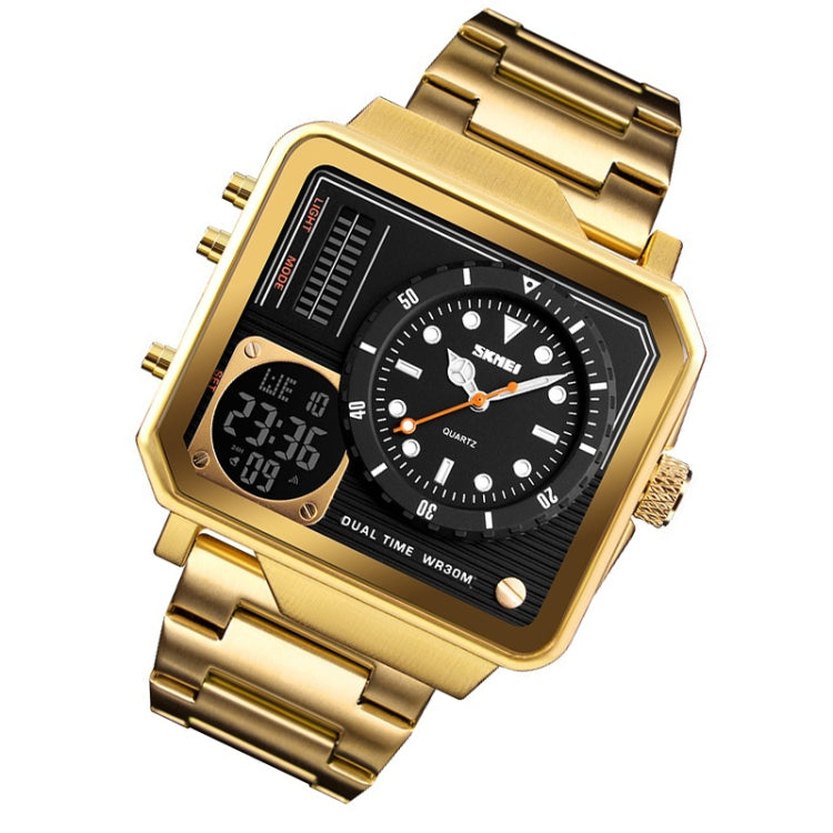 SKMEI 1392 Multi-Function Outdoor Sports Watch Business Double Display Waterproof Electronic Watch(Golden) - Sport Watches by SKMEI | Online Shopping South Africa | PMC Jewellery | Buy Now Pay Later Mobicred