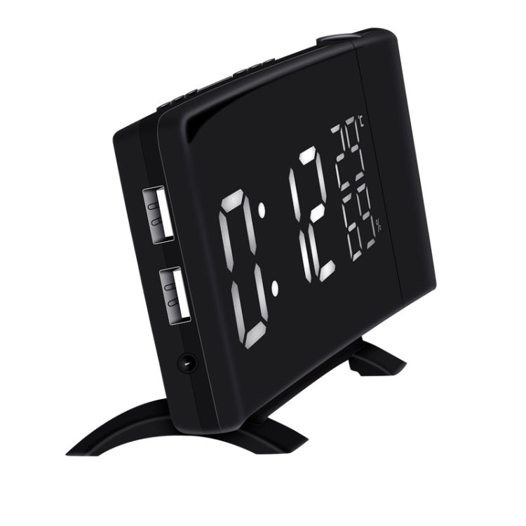 Three-color Projection Radio Alarm Clock USB Digital Alarm Clock Thermometer & Hygrometer - Alarm Clocks by PMC Jewellery | Online Shopping South Africa | PMC Jewellery