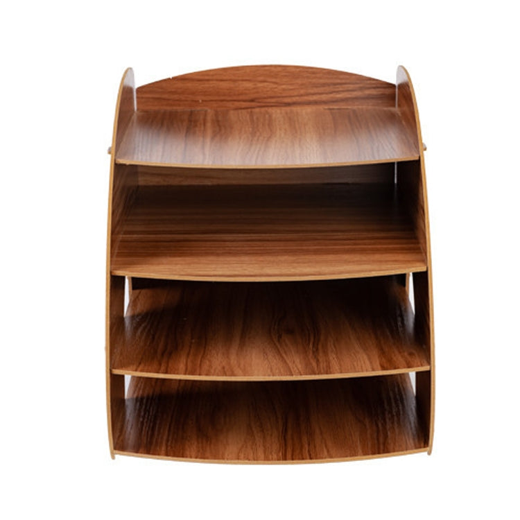Office Supplies Curved Desktop A4 Storage Box Wooden File Rack Data Rack Shelf(Oak) - Shelf & Hooks by PMC TechLife | Online Shopping South Africa | PMC TechLife