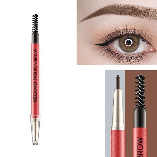 GECOMO 2 Set Automatic Rotation Double-Headed Eyebrow Pencil With Eyebrow Card And Replacement Refills Waterproof And Non-Smudged(1 Deep Brown) - Eyes by PMC Jewellery | Online Shopping South Africa | PMC Jewellery