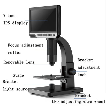 2000X 7 Inch Microbial Cell Observation Microscope Electronic Digital Magnifying Glass - Digital Microscope by PMC Jewellery | Online Shopping South Africa | PMC Jewellery | Buy Now Pay Later Mobicred