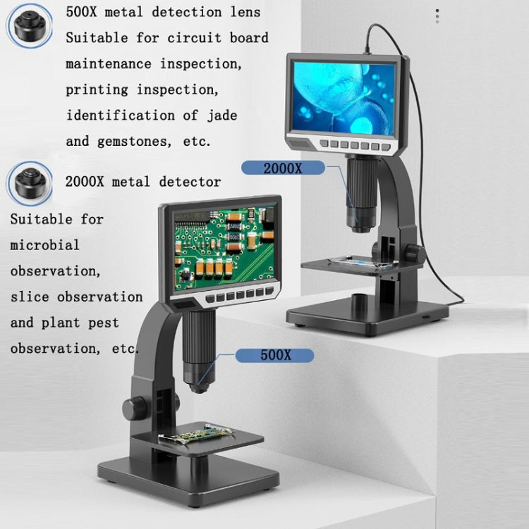 2000X 7 Inch Microbial Cell Observation Microscope Electronic Digital Magnifying Glass - Digital Microscope by PMC Jewellery | Online Shopping South Africa | PMC Jewellery | Buy Now Pay Later Mobicred