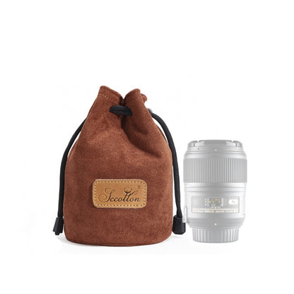 S.C.COTTON Liner Shockproof Digital Protection Portable SLR Lens Bag Micro Single Camera Bag Round Brown S - Lens Bag by S.C.COTTON | Online Shopping South Africa | PMC Jewellery