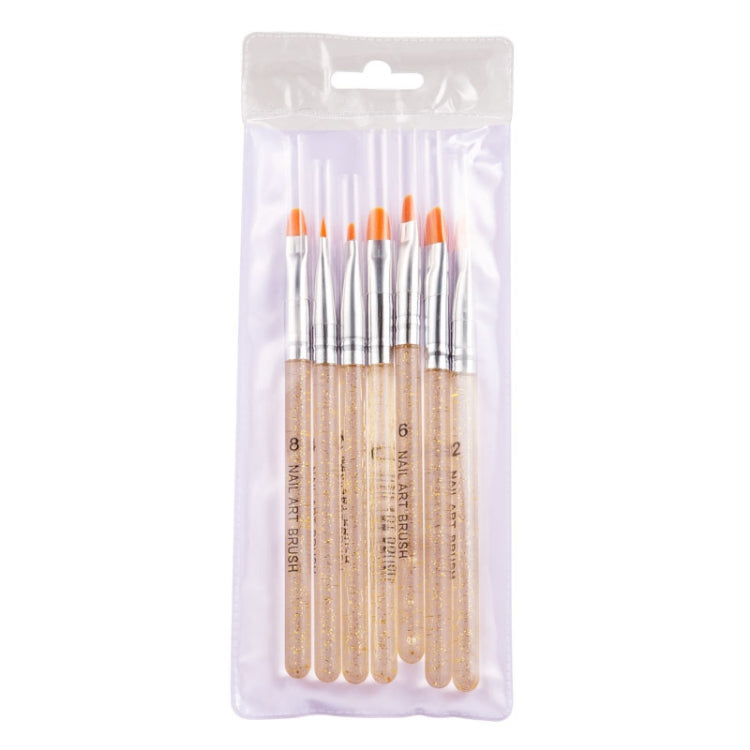 2 Sets 7 In 1 Phototherapy Pen Round Head Line Pen Transparent Rod Painted Pen Drawing Pen Nail Art Brush Tool(Gold Power) - Nail Art Equipment by PMC Jewellery | Online Shopping South Africa | PMC Jewellery