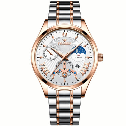 FNGEEN 5606 Men Luminous Casual Quartz Watch(Between Rose Gold Rose Shell White Surface) - Metal Strap Watches by FNGEEN | Online Shopping South Africa | PMC Jewellery | Buy Now Pay Later Mobicred